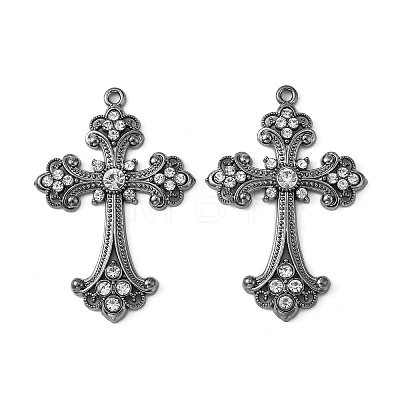 Alloy Rhinestone Cross Big Pendants ALRI-1475-B-NR-1