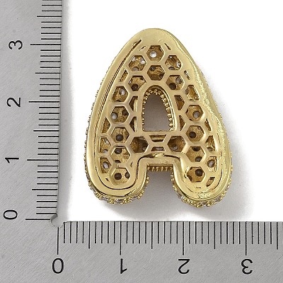 Rack Plating Brass Micro Pave Clear Cubic Zirconia Pendants ZIRC-U002-G-A-1
