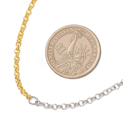 3MM Two Tone 304 Stainless Steel Rolo Chain Necklaces NJEW-JN05623-1