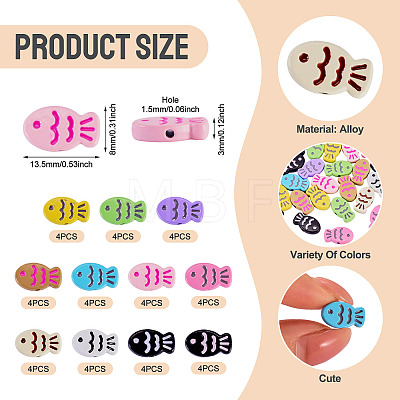 44Pcs 11 Colors Fish Spray Painted Alloy Enamel Beads FIND-TA0010-35-1