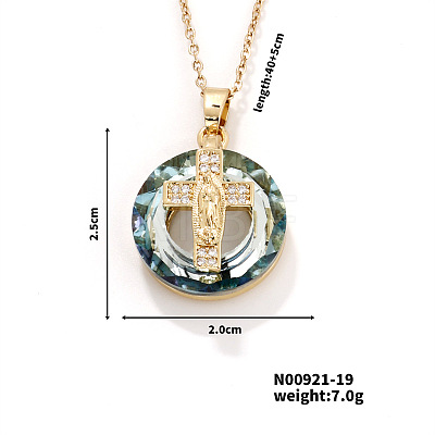 Vintage Sparkling Rhinestone Cross Virgin Pendant Necklaces HU5269-1-1