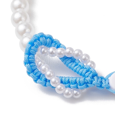 2Pcs ABS Plastic Imitation Pearl Beads Braided Bead Bracelets for Women BJEW-JB13062-1