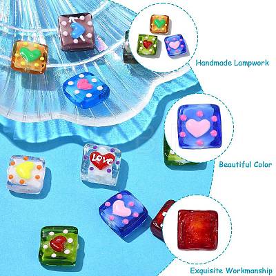 9Pcs 9 Colors Handmade Lampwork Beads LAMP-CJ0002-05-1