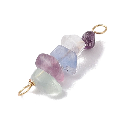 10Pcs 5 Styles Constellation Natural Strawberry Quartz & Amethyst & Obsidian & Fluorite & Rose Quartz Copper Wire Wrapped Chip Beaded Connector Charms PALLOY-JF02905-02-1