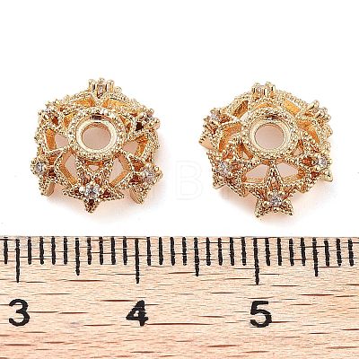 Brass Micro Pave Clear Cubic Zirconia Bead Caps KK-U028-01G-1