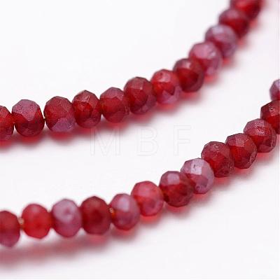 Half Rainbow Plated Faceted Rondelle Glass Bead Strands EGLA-L007-A15-2mm-1