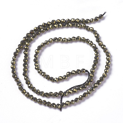 Natural Pyrite Beads Strands G-F596-38-2mm-1