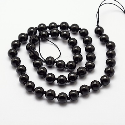 Natural Black Onyx Beads Strands G-O153-01-6mm-1