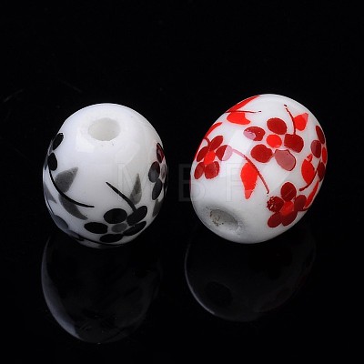 Handmade Printed Porcelain Beads PORC-S435-M-1