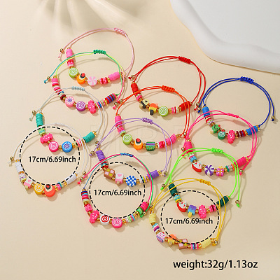 12Pcs Polymer Clay Beads Braided Bead Bracelets FS-WGD3FD0-01-1