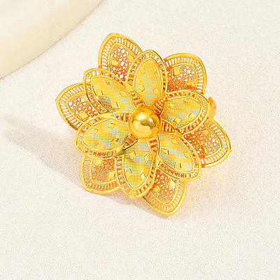 Exaggerated Iron Flower Open Cuff Ring for Festivals BB3093-1