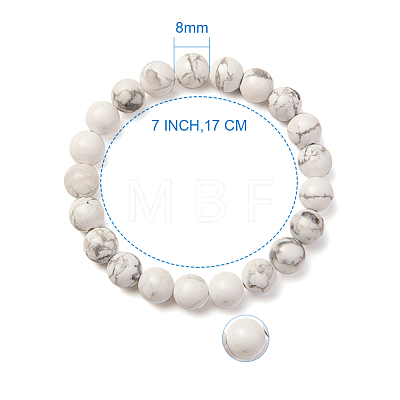 SUNNYCLUE Natural Howlite Round Beads Stretch Bracelets BJEW-PH0001-8mm-08-1