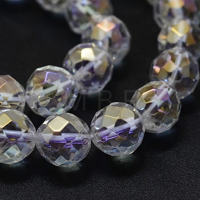 Electroplated Natural Quartz Crystal Beads Strands G-K285-10-10mm-1