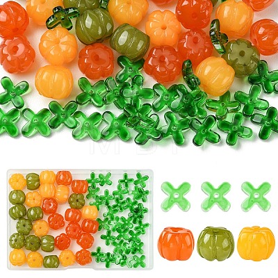 30Pcs 3 Colors Autumn Resin Pumpkin Beads RESI-YW0006-50-1