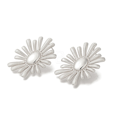 Rack Plating Flower Brass Stud Earrings EJEW-H016-32P-1