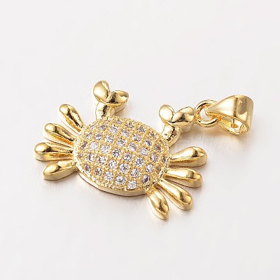 Crab Brass Micro Pave Cubic Zirconia Charms ZIRC-L035-65-FF-1