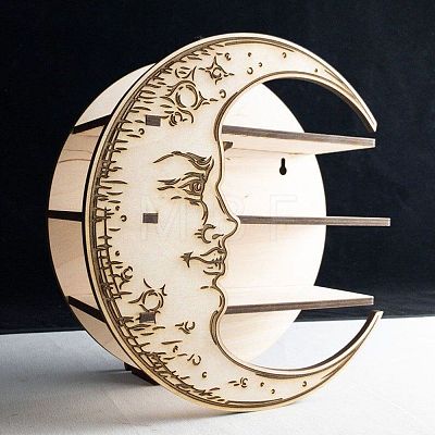 Wooden Crescent Moon Shelf for Crystals WICR-PW0004-001A-1