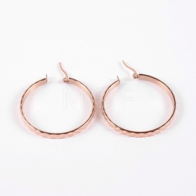 Ring 304 Stainless Steel Hoop Earrings EJEW-P040-52RG-1