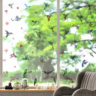 8Pcs 8 Styles Rectangle Plastic Window Stickers DIY-WH20015-004-1