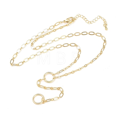 Brass Oval Link Chain Y Lariat Necklaces NJEW-H087-06I-G-1