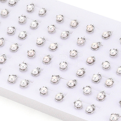 Brass & Natural Pearl Stud Earrings PEAR-N020-WX13-1