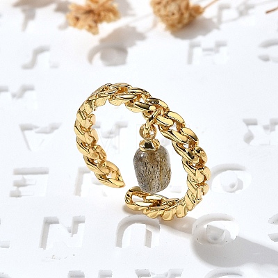 Brass Curb Chain Cuff Rings for Women RJEW-Z085-03G-06-1