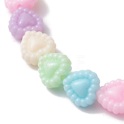 Candy Color Heart Acrylic Beaded Kid Stretch Bracelets for Girls BJEW-JB10222-1