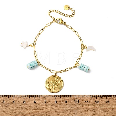 304 Stainless Steel Cable Chain Charm Bracelets BJEW-L708-02G-1