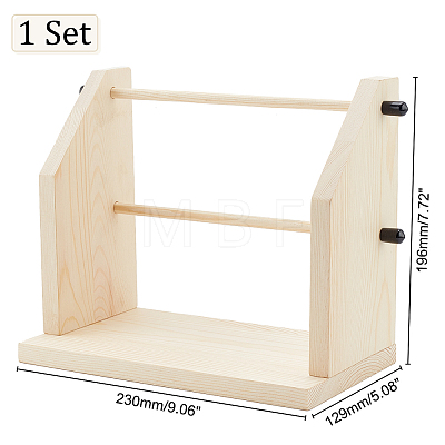 2 Spools Solid Wooden Thread Rack AJEW-WH0323-60-1