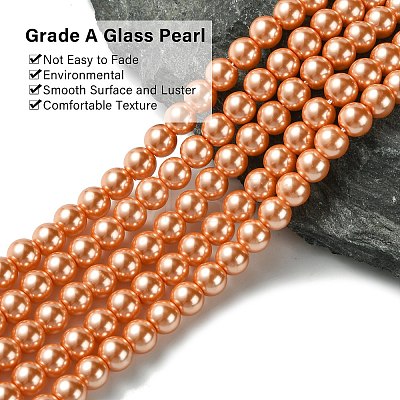 Eco-Friendly Dyed Glass Pearl Bead Strands HY-A008-6mm-RB113-1