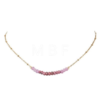 Dyed Natural Malaysia Jade Faceted Rondelle Beaded 304 Stainless Steel Satellite Chain Necklaces for Women NJEW-JN05783-02-1
