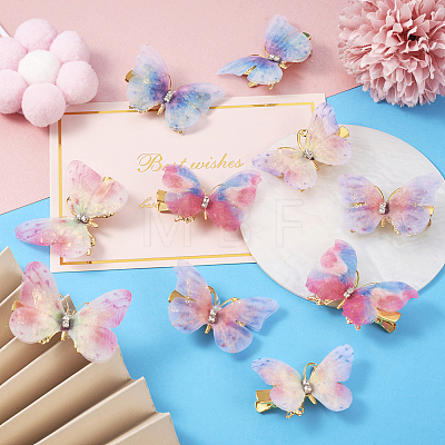 5 Pairs 5 Colors Cloth with Alloy Alligator Hair Clips for Girl PHAR-TA0001-09-1