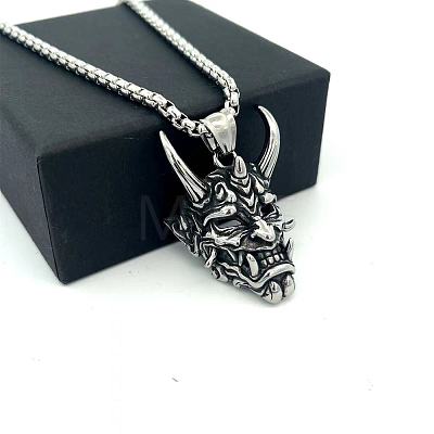 Vintage 304 Stainless Steel 3D Devil Mask Pendant Necklaces for Men AL8165-1