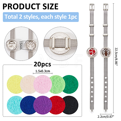 2Pcs 2 Styles Stainless Steel Watch Band Bracelets BJEW-HS0001-15C-1
