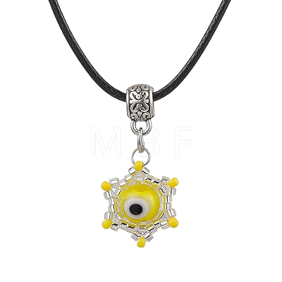 Evil Eye Handmade Lampwork & Glass Sead Beaded Pendant Necklaces NJEW-MZ00092-08-1