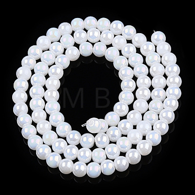 Electroplate Imitation Jade Glass Beads Strands GLAA-T032-J10mm-AB01-1