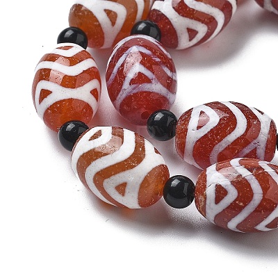 Tibetan Style dZi Beads Strands G-NH0037-C01-01-1