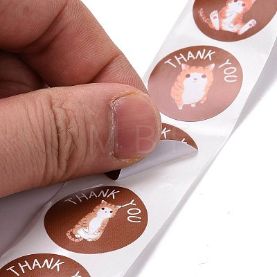 Flat Round Paper Thank You Stickers DIY-C042-12D-1