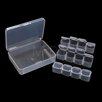 12 Grids Rectangle Plastic Bead Organizer Containers CON-XCP0002-29-1