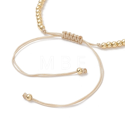 Brass Round Beads Braided Bead Bracelets BJEW-JB12888-01-1