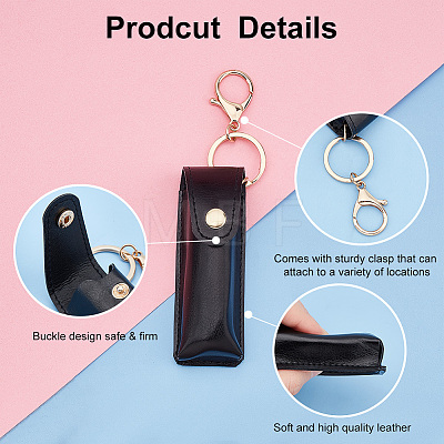 Portable Imitation Leather Chapstick Keychain Holder KEYC-WH0029-56C-1