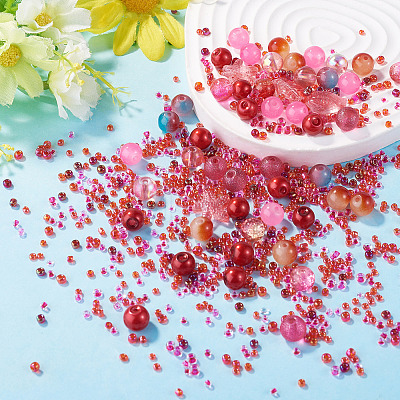 1Bag Mixed Styles Glass Beads GLAA-TADJ0001-10B-1