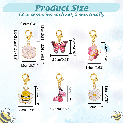 Alloy Enamel Bee & Flower & Butterfly Charm Locking Stitch Markers HJEW-PH01786-1
