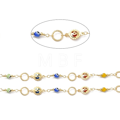Sun & Evil Eye Handmade Brass Glass Beaded Chains CHC-M024-30G-1