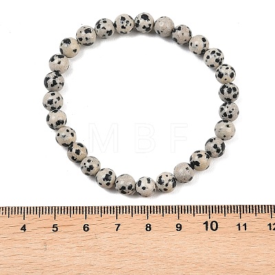 Natural Dalmatian Jasper Jasper Round Beaded Bracelets BJEW-G073-16-1