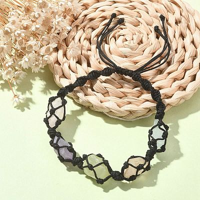 Dyed Natural Quartz Crystal Braided Bead Bracelets BJEW-TA00346-01-1