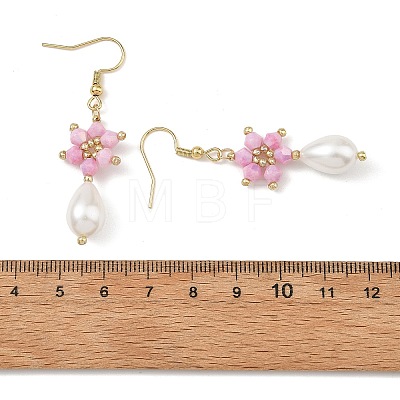 Anti-Tarnish Electroplate Bicone Glass Pearl Teardrop Beads Dangle Earrings EJEW-MZ00765-03-1