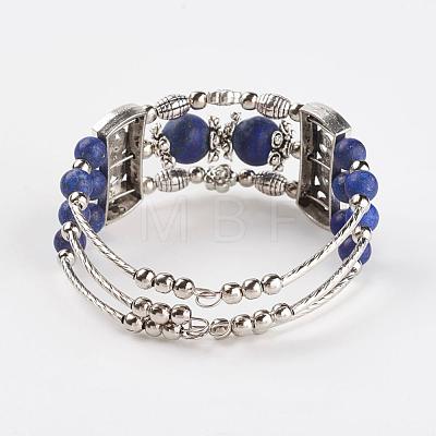 Three Loops Tibetan Style Alloy Wrap Bracelets BJEW-JB03324-02-1