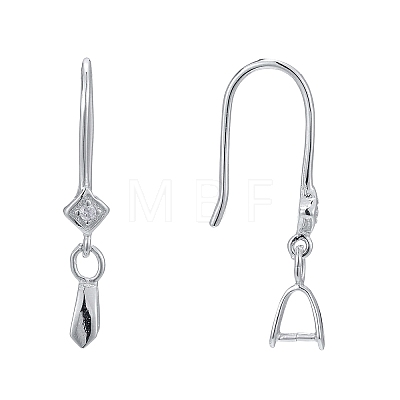 Rhodium Plated 925 Sterling Silver Earring Hooks STER-F033-61P-1