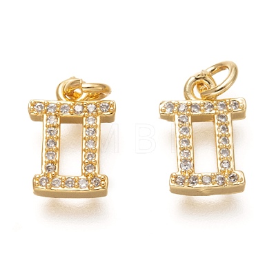 Brass Micro Pave Clear Cubic Zirconia Pendants ZIRC-P081-G11-RS-1